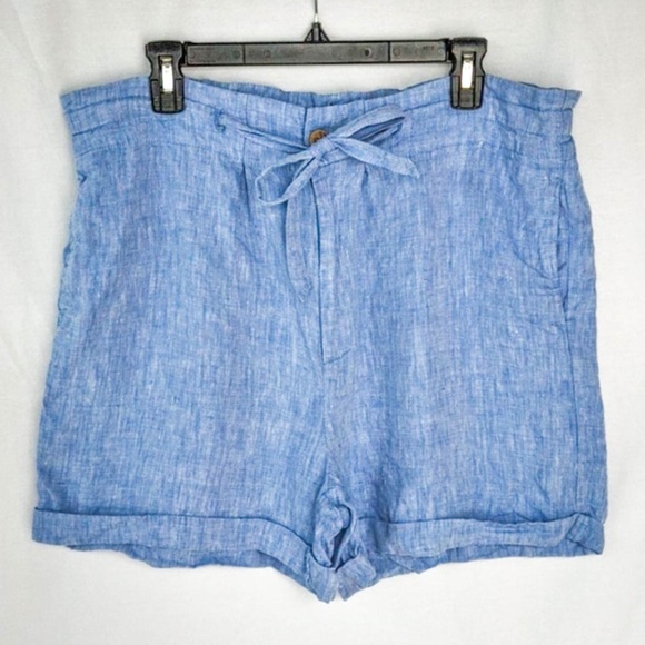 St. Tropez West Linen Paperbag waist shorts sz: XL - Picture 2 of 8